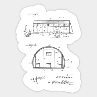 School Bus Vintage Patent Hand Drawing Sticker